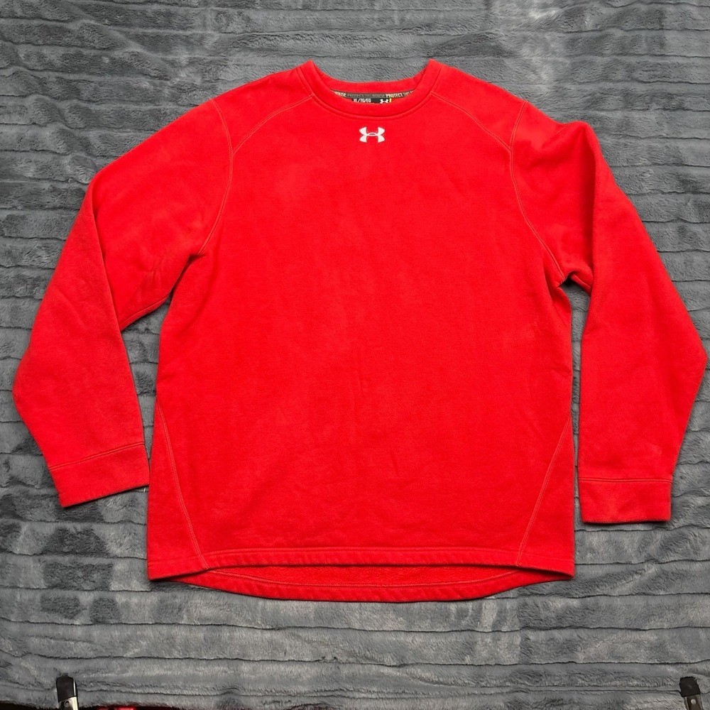 Under Armour Mens XL Red Loose Fit Fleece Crewneck Sweatshirt Pullover 9156